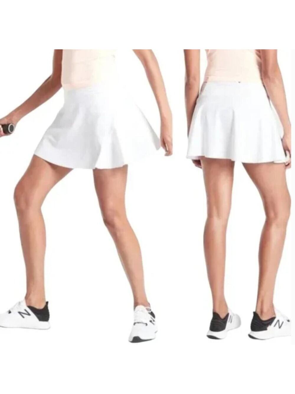 Athleta Match Point Skirt White Tennis Athletic Skort Summer Vacation Preppy